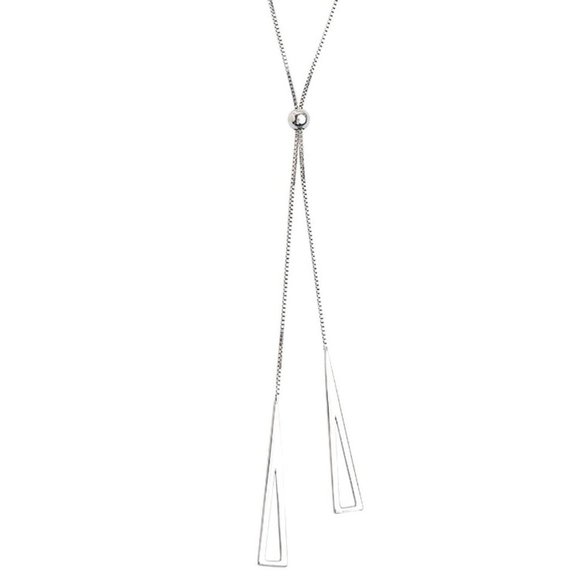 *NEW 925 Sterling Silver Triangle Drop Necklace - Picture 6 of 6